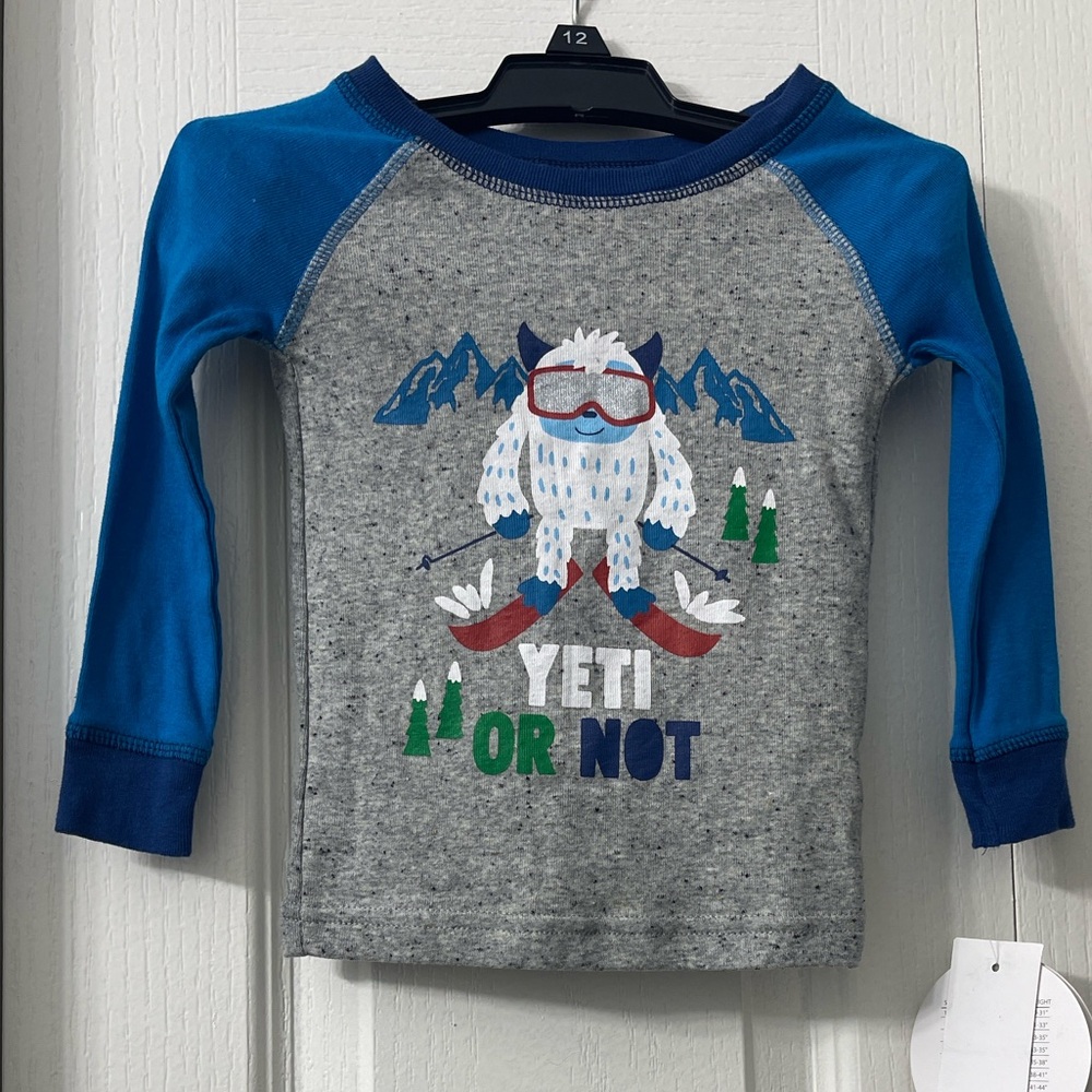 Blue and Gray pajama Kids Yeti Shirt